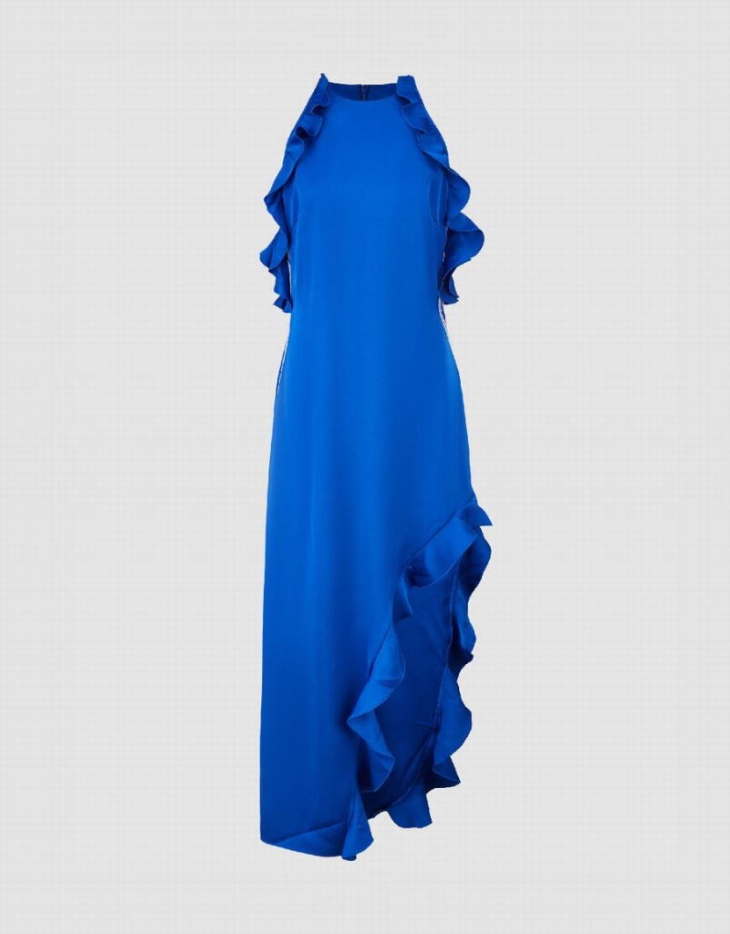 Peignoir Urban Revivo Ruffle Hem Sans Manches Mince-Fit Femme Bleu | QUW2997UG