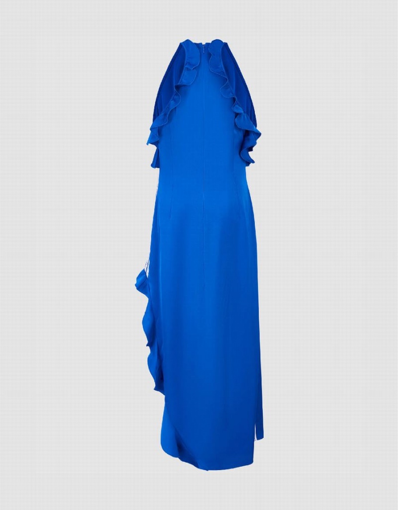 Peignoir Urban Revivo Ruffle Hem Sans Manches Mince-Fit Femme Bleu | QUW2997UG