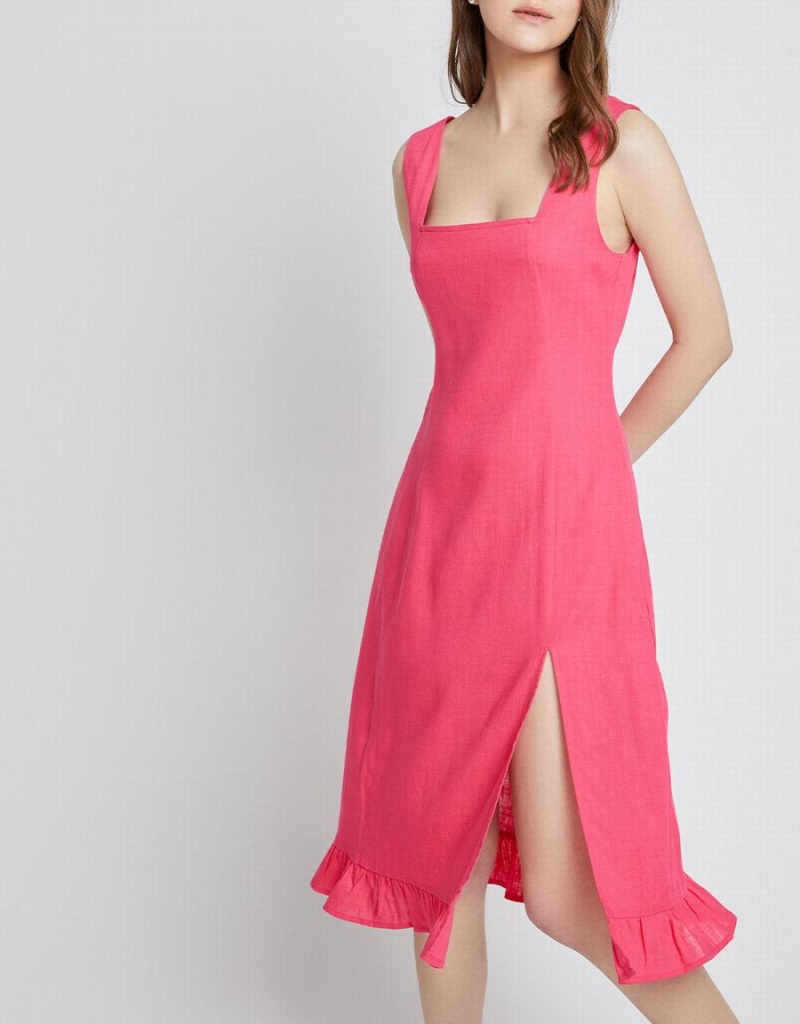 Peignoir Urban Revivo Ruffle Hem Sans Manches Midi Femme Rouge | CBP2515VO