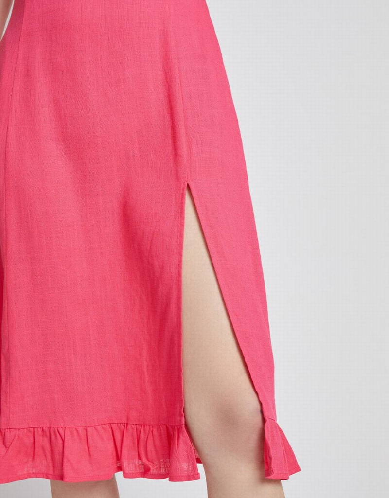Peignoir Urban Revivo Ruffle Hem Sans Manches Midi Femme Rouge | CBP2515VO