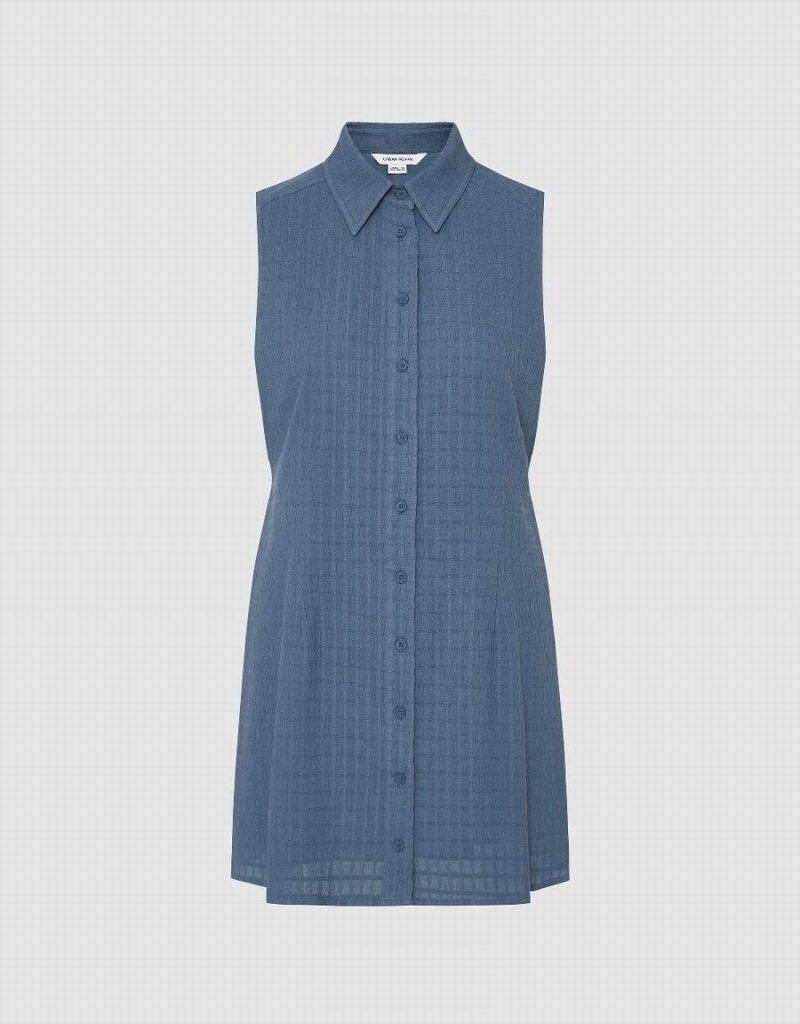 Peignoir Urban Revivo Sans Manches A-Line Femme Bleu | GXX484QS