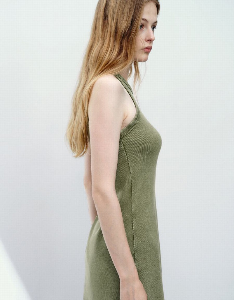 Peignoir Urban Revivo Sans Manches Crew Neck Mince Femme Vert | NEV162LR