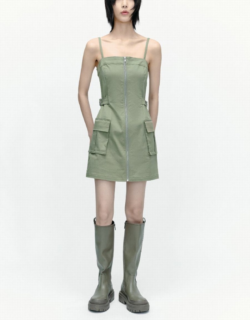 Peignoir Urban Revivo Sans Manches Off-Shoulder Droit Femme Vert | TNR8139JN