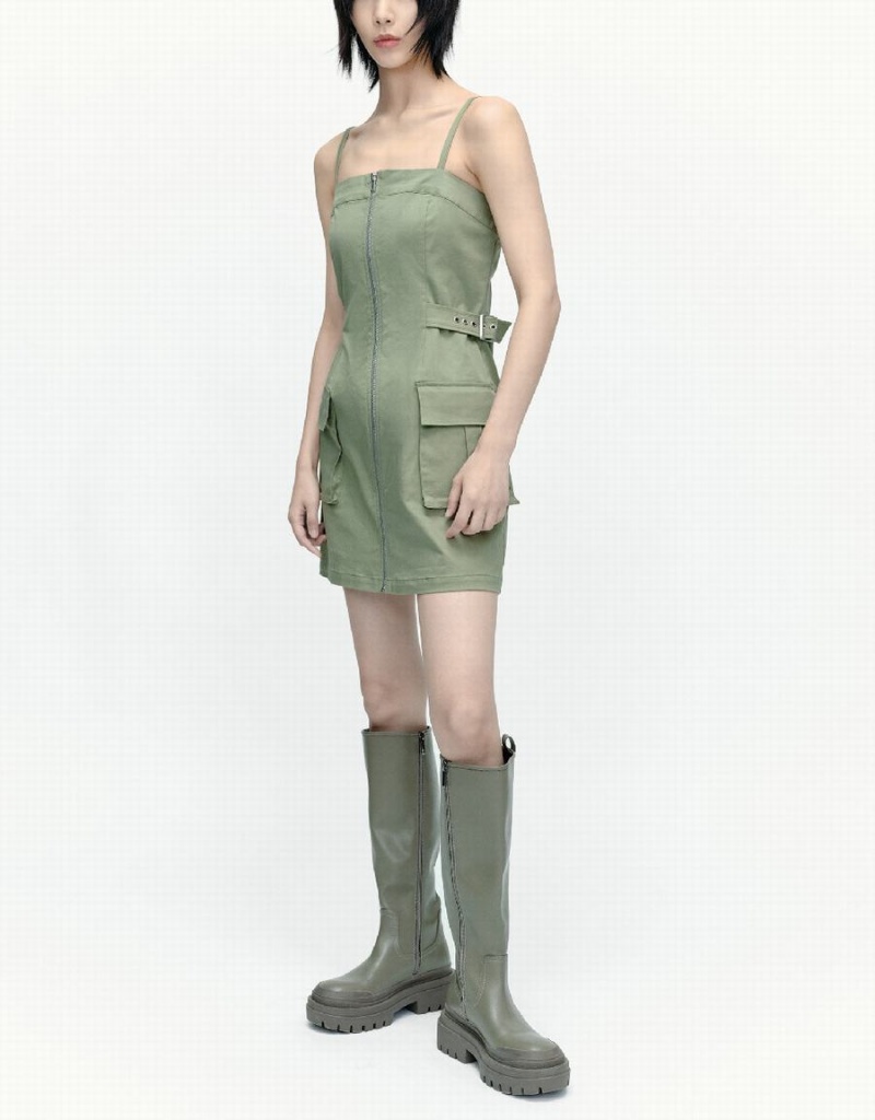 Peignoir Urban Revivo Sans Manches Off-Shoulder Droit Femme Vert | TNR8139JN
