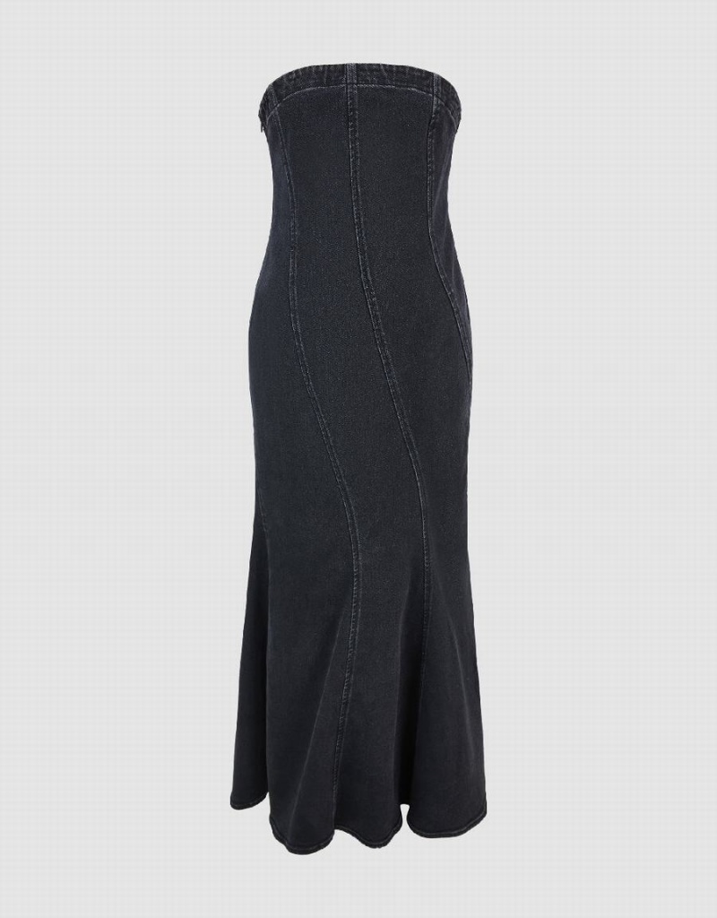 Peignoir Urban Revivo Sans Manches Off-Shoulder Denim Femme Noir | WBP105AO