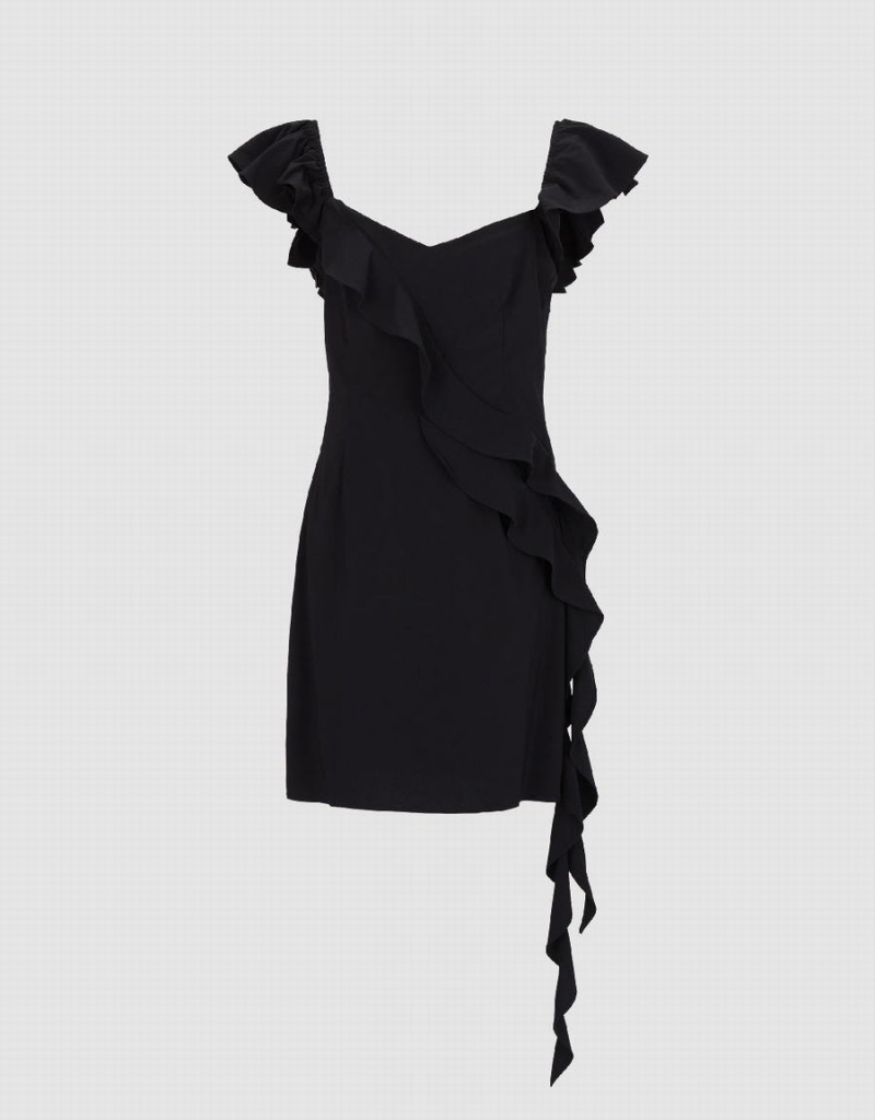 Peignoir Urban Revivo Sans Manches Ruffle Skater Femme Noir | ULB2833TL