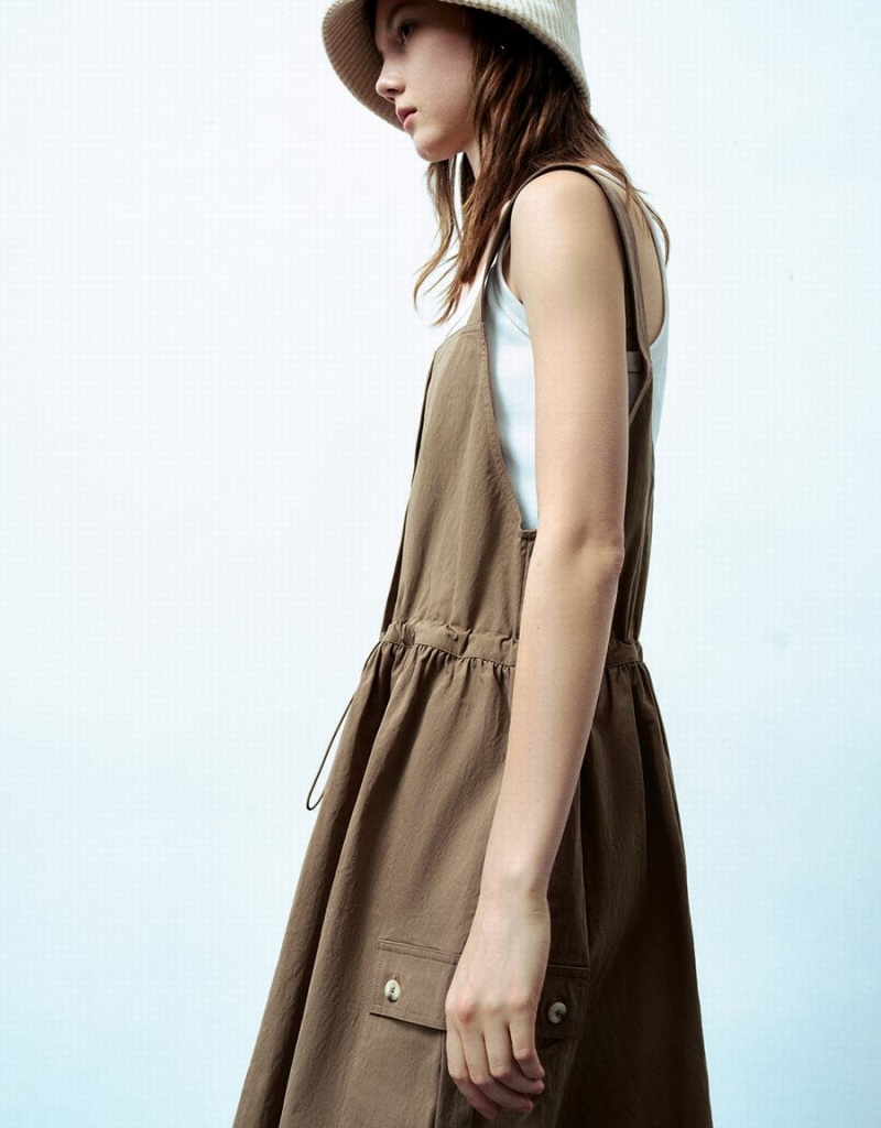 Peignoir Urban Revivo Sans Manches Square-Cut Collar Droit Femme Marron Foncé | XPO806MV