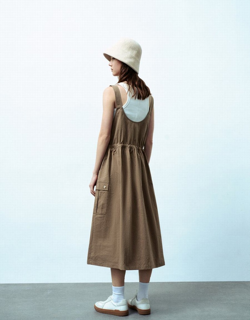 Peignoir Urban Revivo Sans Manches Square-Cut Collar Droit Femme Marron Foncé | XPO806MV
