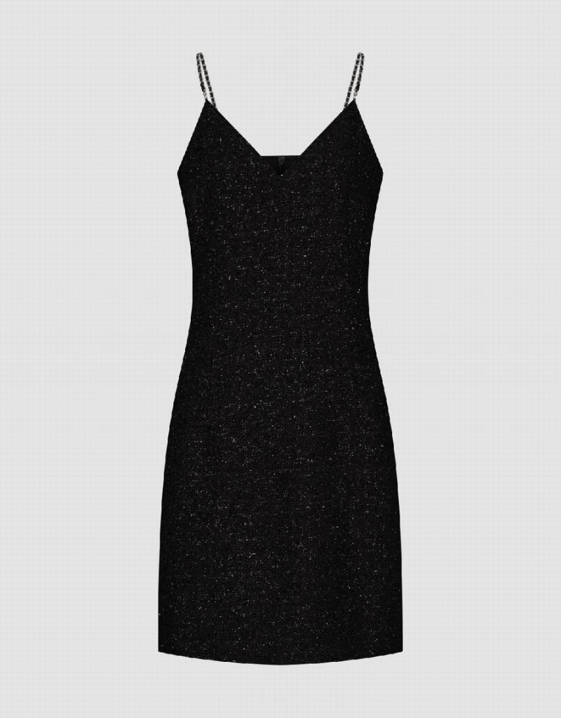 Peignoir Urban Revivo Sans Manches Tweed V-Neck Droit Femme Noir | REX9062FN