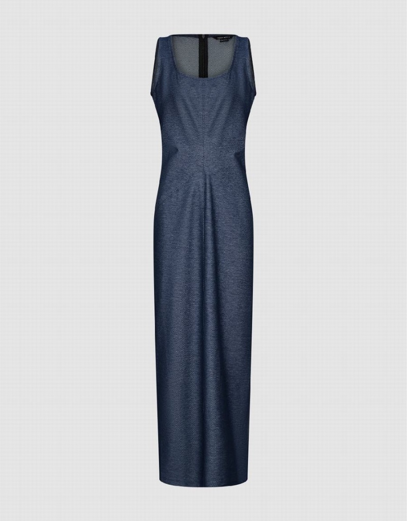 Peignoir Urban Revivo Sans Manches U Neck Droit Femme Bleu | REJ5040EE