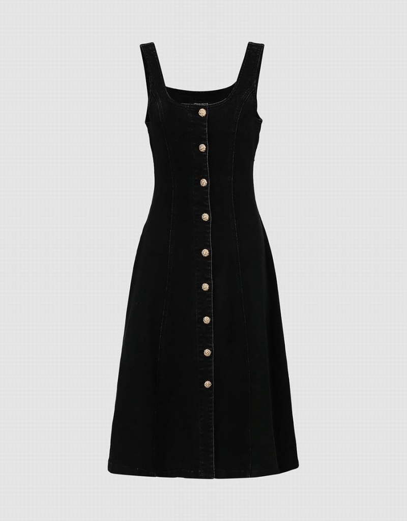 Peignoir Urban Revivo Sans Manches U Neck Denim Femme Noir | HHS8031KD