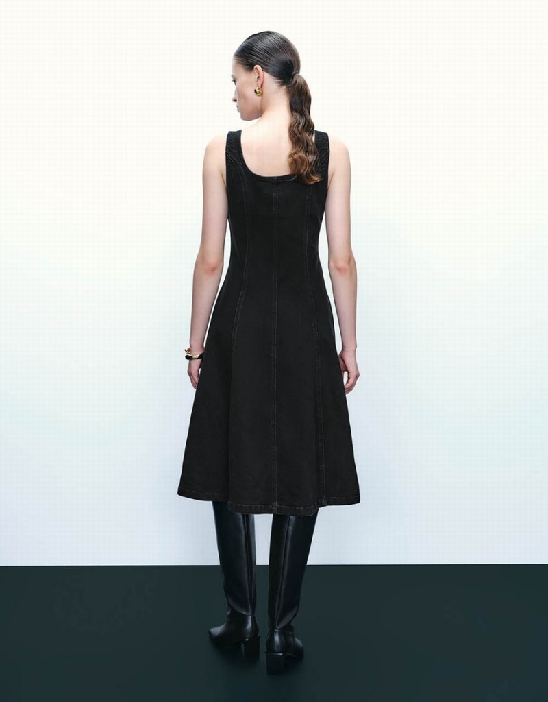 Peignoir Urban Revivo Sans Manches U Neck Denim Femme Noir | HHS8031KD