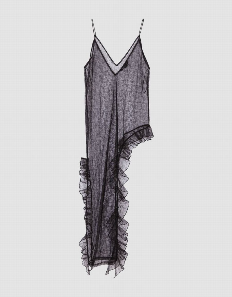 Peignoir Urban Revivo Sans Manches V-Neck Droit Sheer Femme Noir | EIK3793KZ