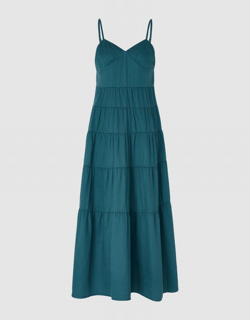 Peignoir Urban Revivo Sans Manches V-Neck Denim Femme Vert | MLW641QD