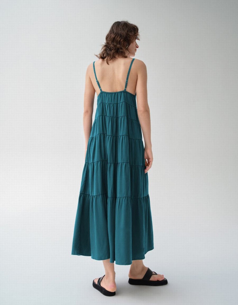 Peignoir Urban Revivo Sans Manches V-Neck Denim Femme Vert | MLW641QD