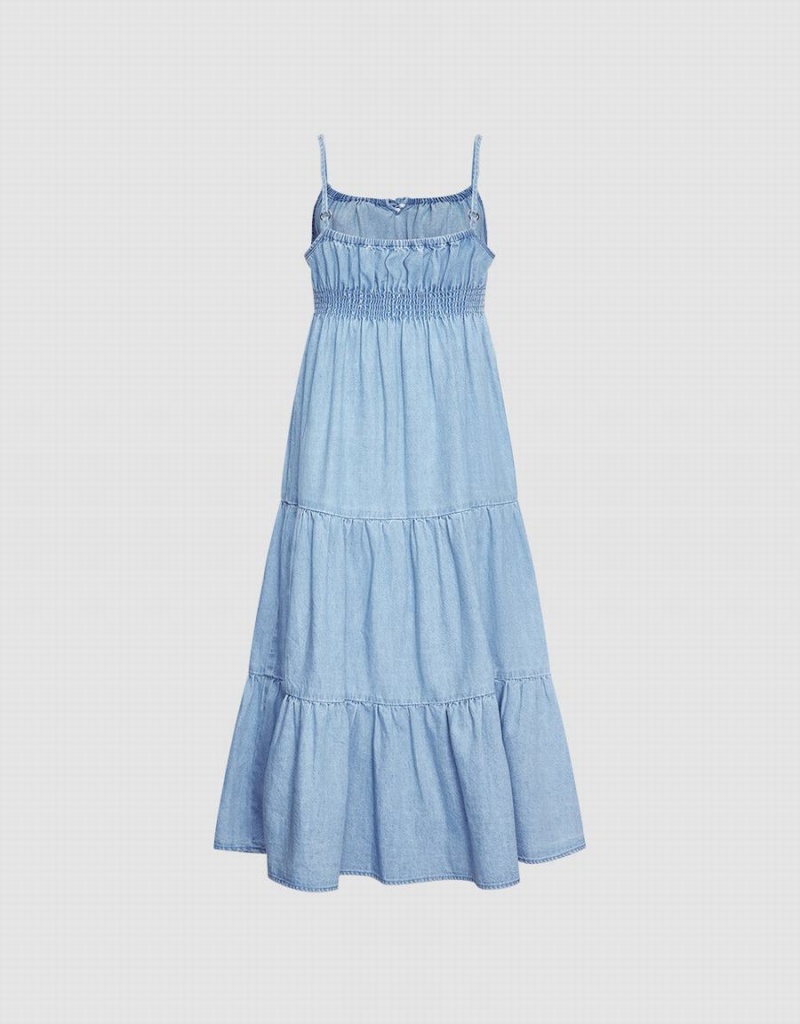 Peignoir Urban Revivo Shirred Taille Tiered Cami Denim Femme Bleu | VXZ8651DY