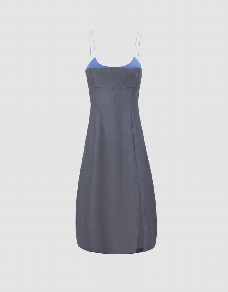 Peignoir Urban Revivo Slit Hem Contrast Color Femme Grise Clair | LJR4916ZS