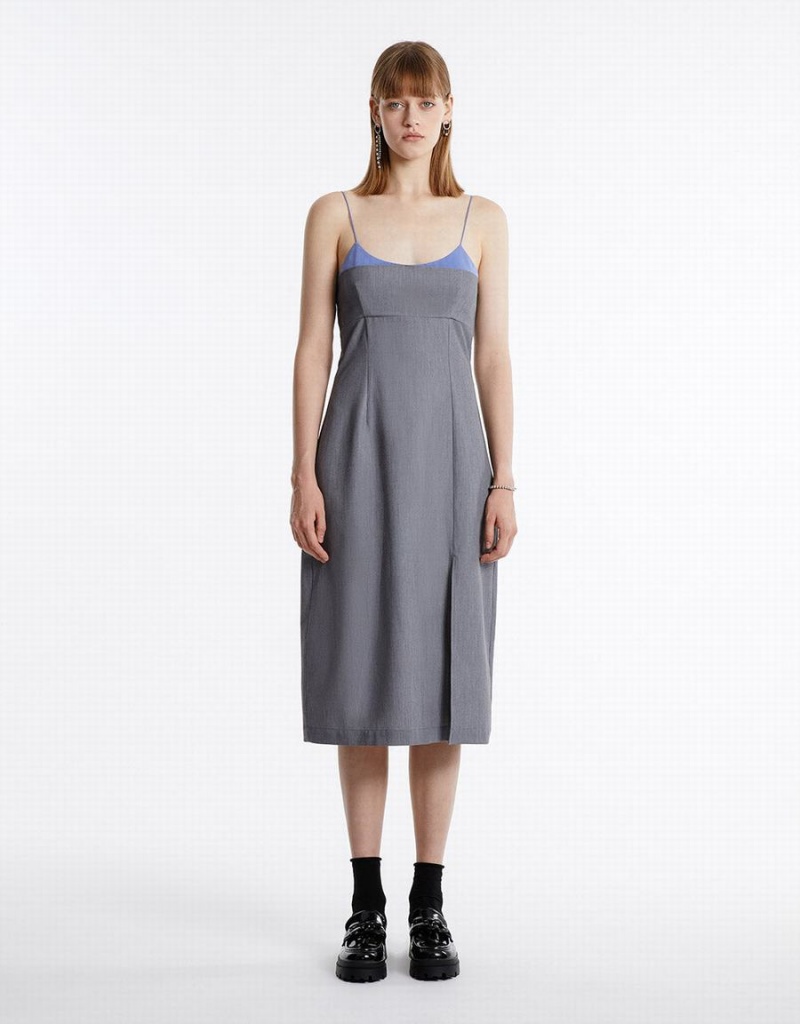 Peignoir Urban Revivo Slit Hem Contrast Color Femme Grise Clair | LJR4916ZS