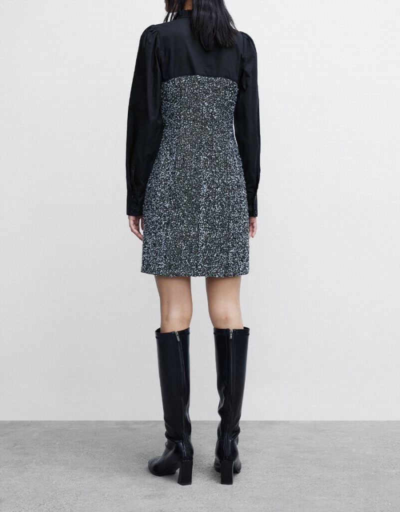 Peignoir Urban Revivo Spliced Button Up Denim Femme Noir | CSA154FD