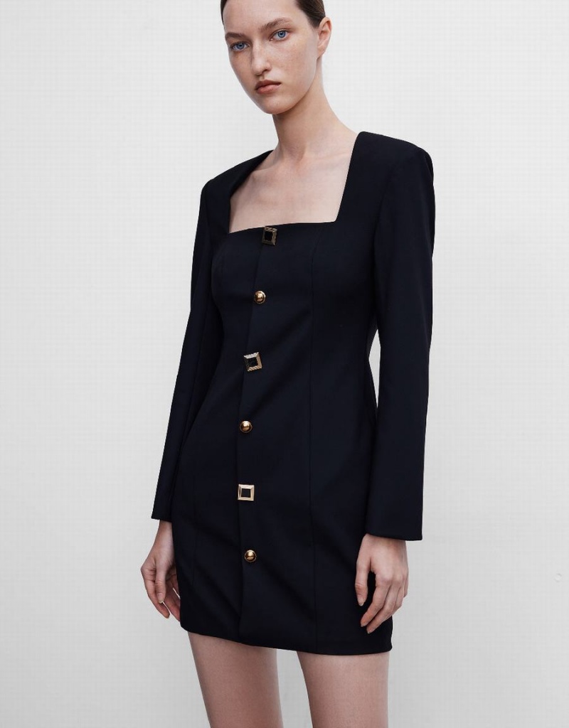 Peignoir Urban Revivo Square-Cut Collar Mince Femme Noir | VFV6254GM