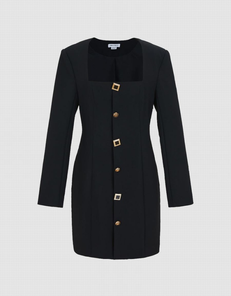 Peignoir Urban Revivo Square-Cut Collar Mince Femme Noir | VFV6254GM