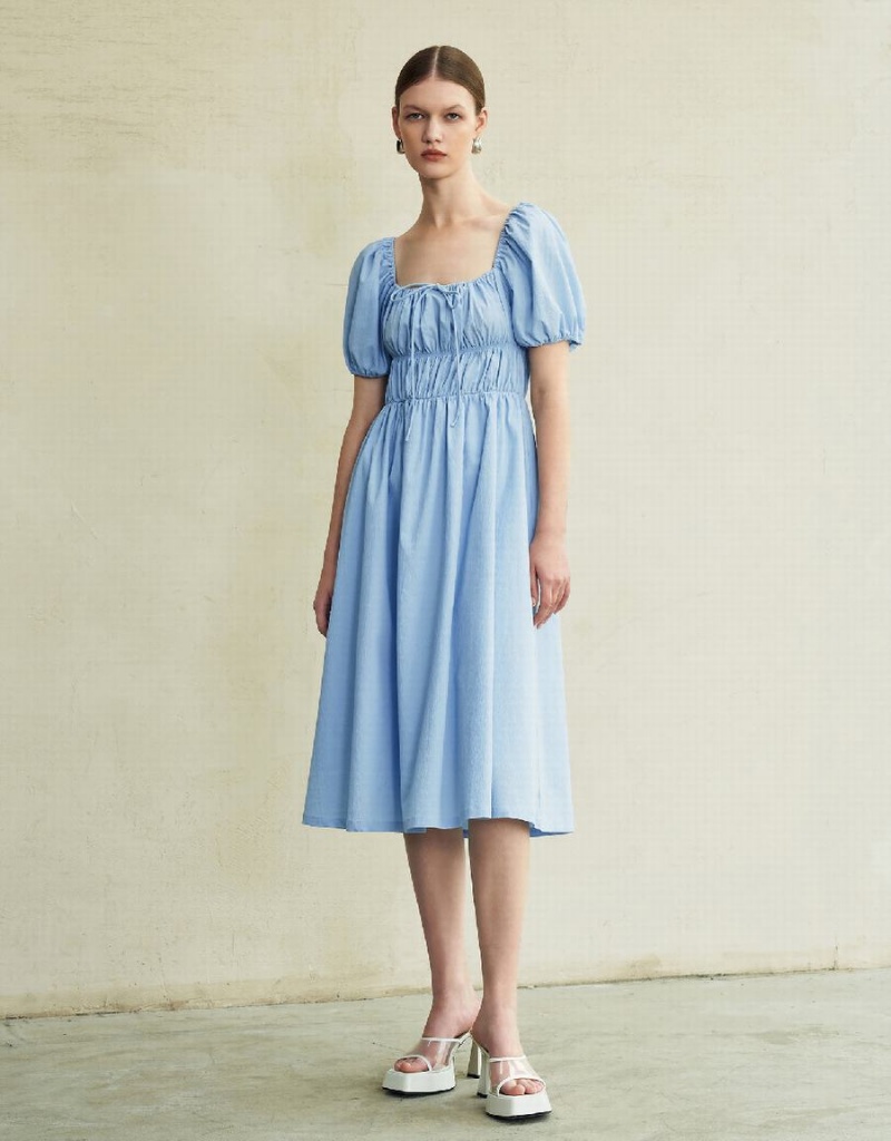 Peignoir Urban Revivo Square-Cut Collar Skater Femme Bleu | CNF3760GR