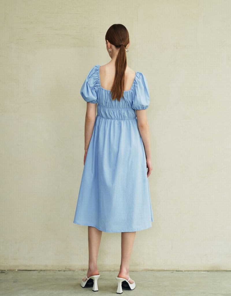 Peignoir Urban Revivo Square-Cut Collar Skater Femme Bleu | CNF3760GR