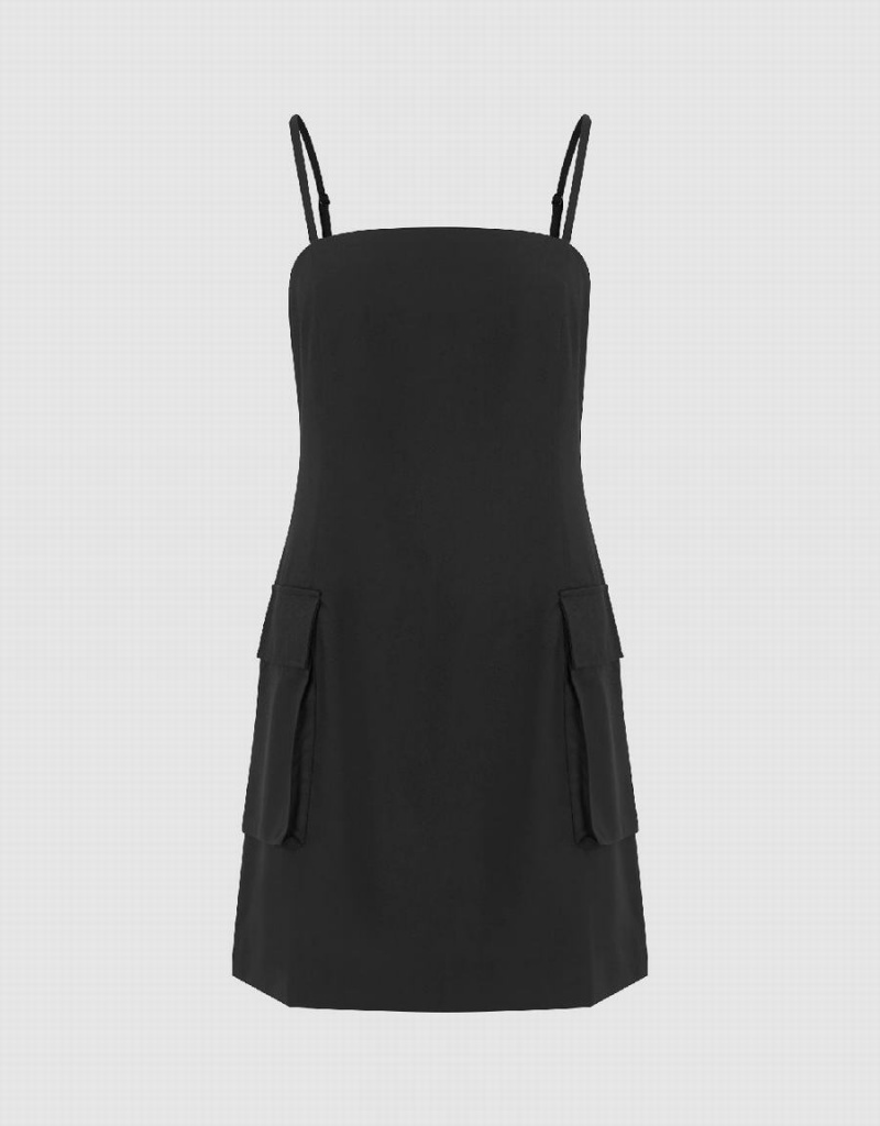 Peignoir Urban Revivo Square-Cut Collar Skater Cami Femme Noir | PIR3420XW