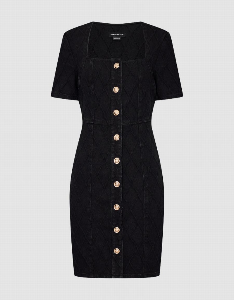 Peignoir Urban Revivo Square-cut Collar Denim Femme Noir | HEX3497XG