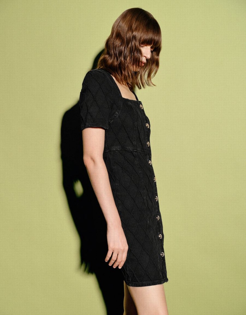 Peignoir Urban Revivo Square-cut Collar Denim Femme Noir | HEX3497XG