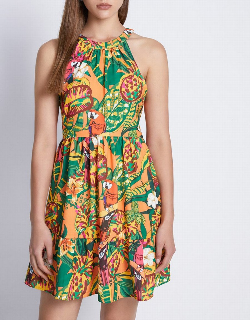 Peignoir Urban Revivo Tropical Print Sans Manches Sun Femme Jaune | QPS7985UN