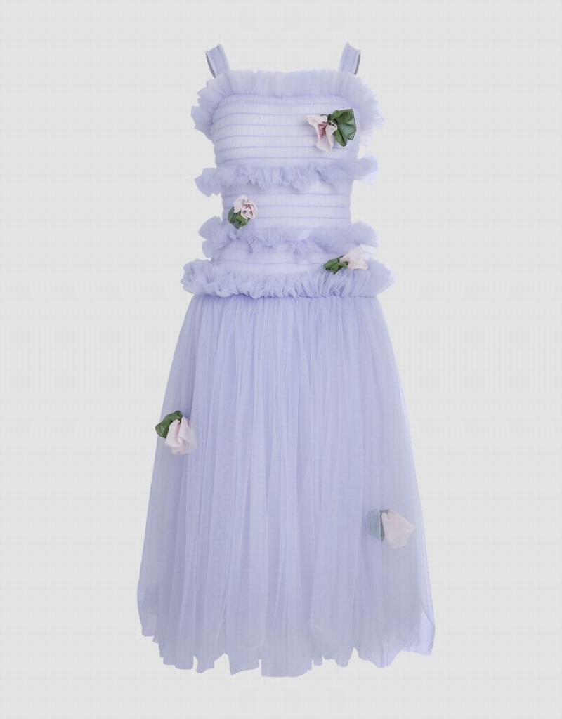 Peignoir Urban Revivo UR × Caroline Hu Flower Sans Manches Square-cut Collar A-Line Femme Violette | QDB3310RW