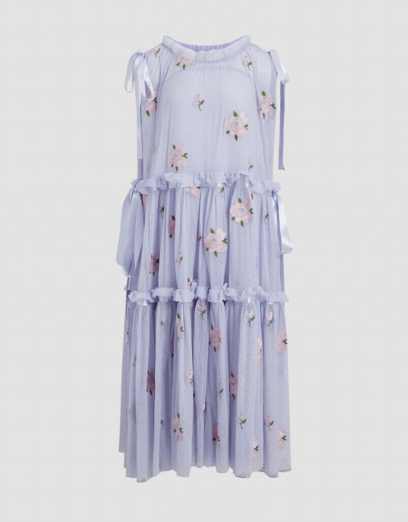 Peignoir Urban Revivo UR × Caroline Hu Sans Manches Crew Neck A-Line Femme Violette | YPA592YJ