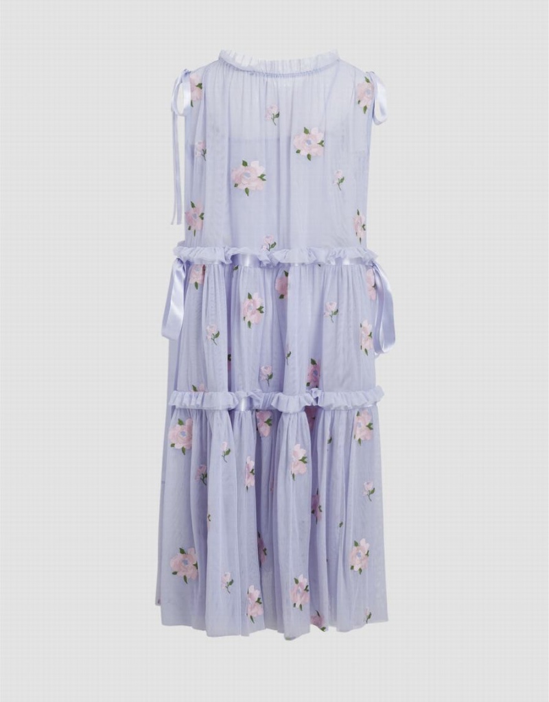Peignoir Urban Revivo UR × Caroline Hu Sans Manches Crew Neck A-Line Femme Violette | YPA592YJ