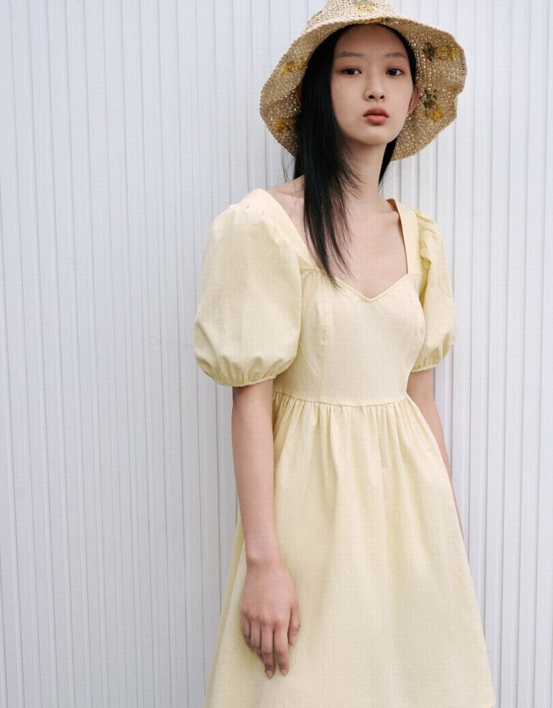 Peignoir Urban Revivo V-Neck A-Line Femme Jaune | TGU6697TS