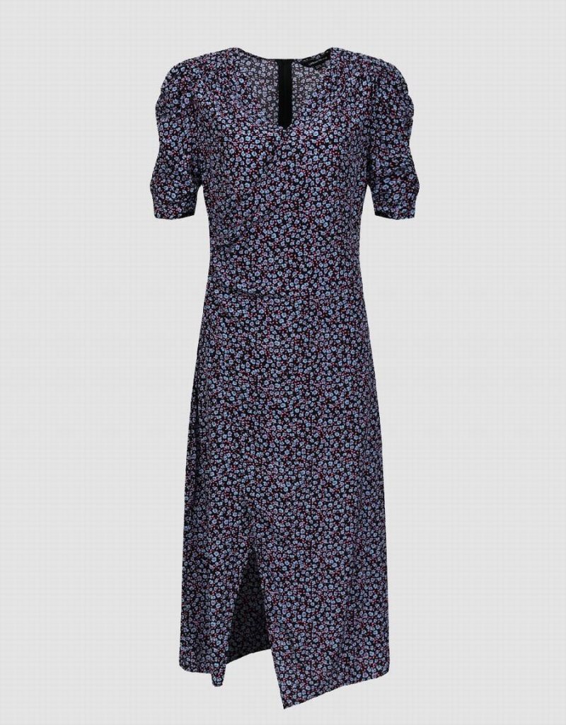 Peignoir Urban Revivo V-Neck Droit Femme Bleu | JZV1758VR