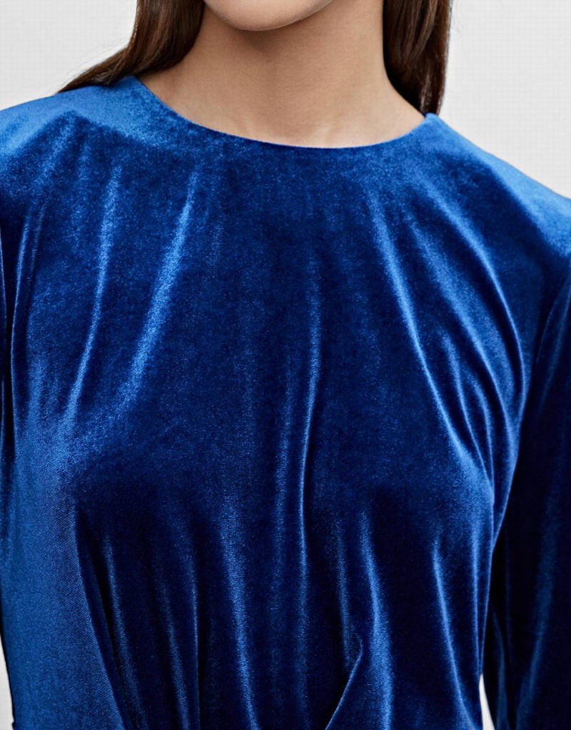 Peignoir Urban Revivo Velvet Bodycon Femme Bleu | OOG826NC