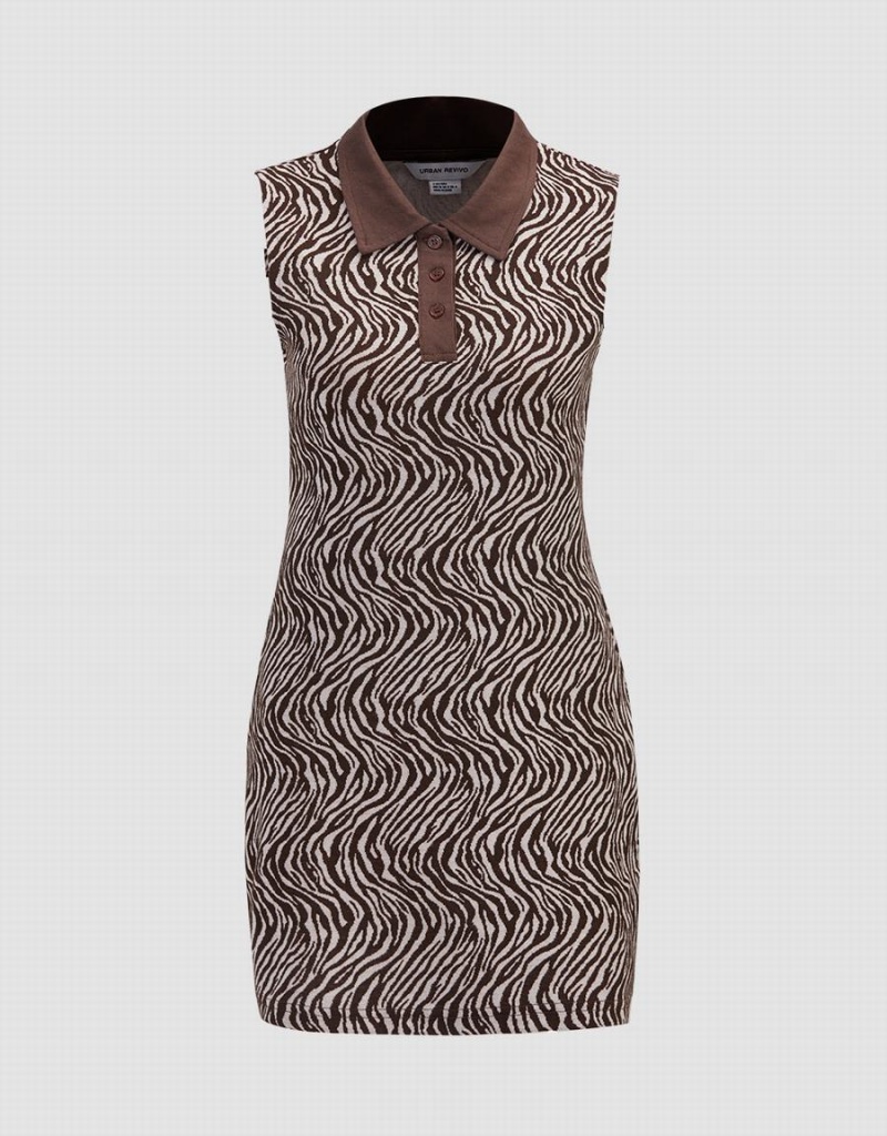 Peignoir Urban Revivo Wavy Pattern Half Button Tricoté Sans Manches Femme Kaki | YQH3128MZ