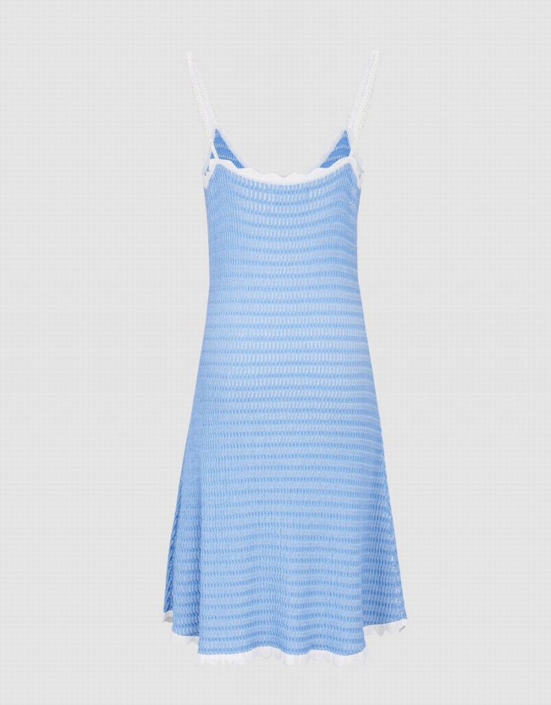 Peignoir Urban Revivo Wavy Trim Tricoté Cami Femme Bleu | COQ559PB
