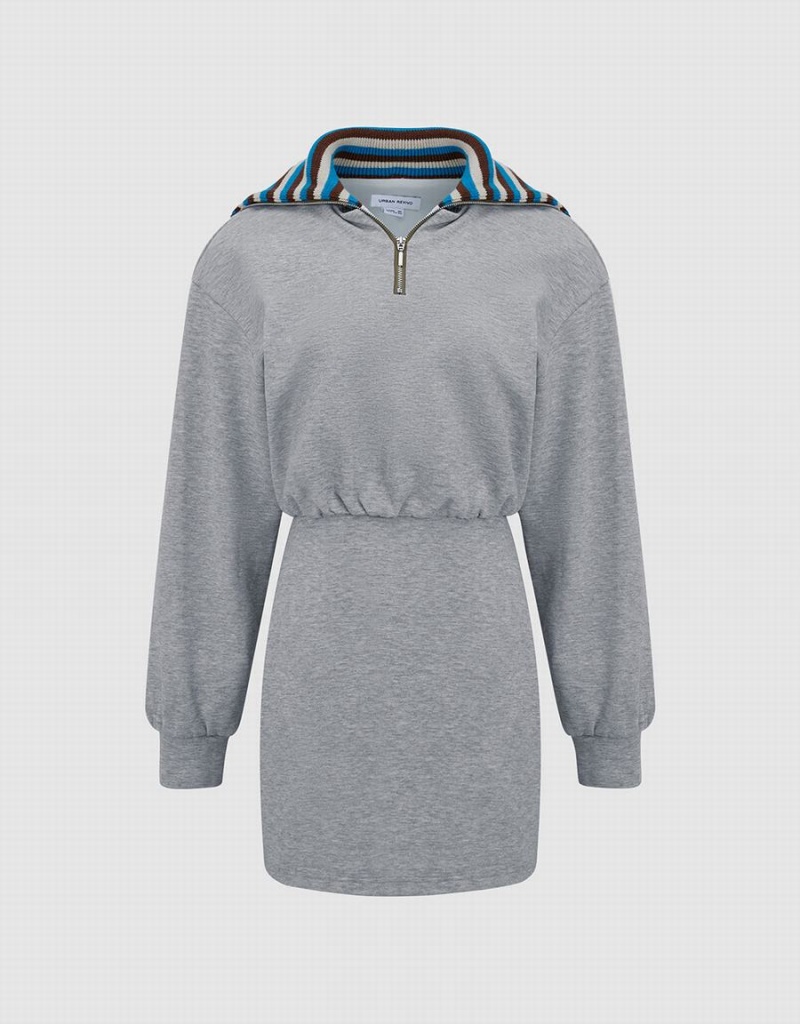 Peignoir Urban Revivo Zip Half Placket Tricoté Femme Grise | CPI2236YT