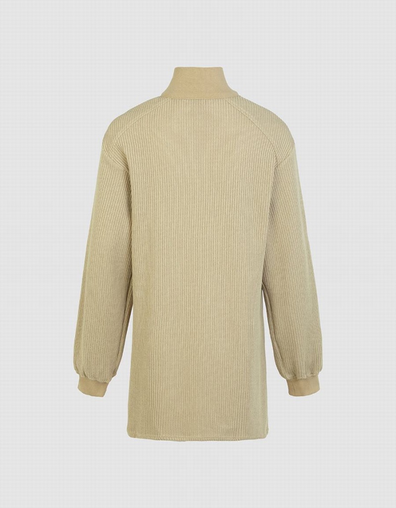 Peignoir Urban Revivo Zippered Stand Collar Knit Femme Noir | ZDN6283PS