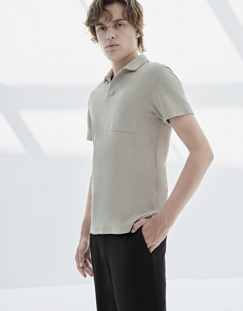 Polos Urban Revivo Standard Sleeve Droit Homme Grise Clair | RKH1731QC