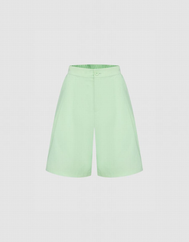 Short Urban Revivo Plain Plissé Femme Vert | MPK5379NT