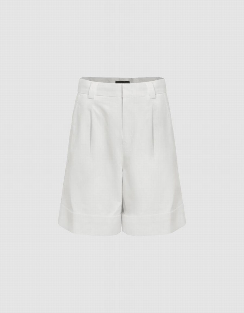 Short Urban Revivo Roll Up Hem Femme Blanche | IRB2855YM
