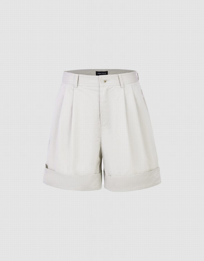 Short Urban Revivo Roll Up Hem Regular Femme Blanche | VIG2428NM