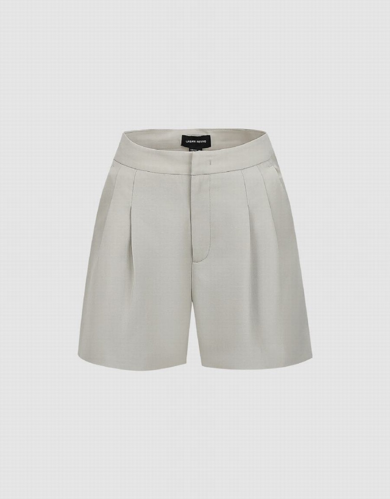 Short Urban Revivo Tailored Femme Kaki Grise | IHX2518UB