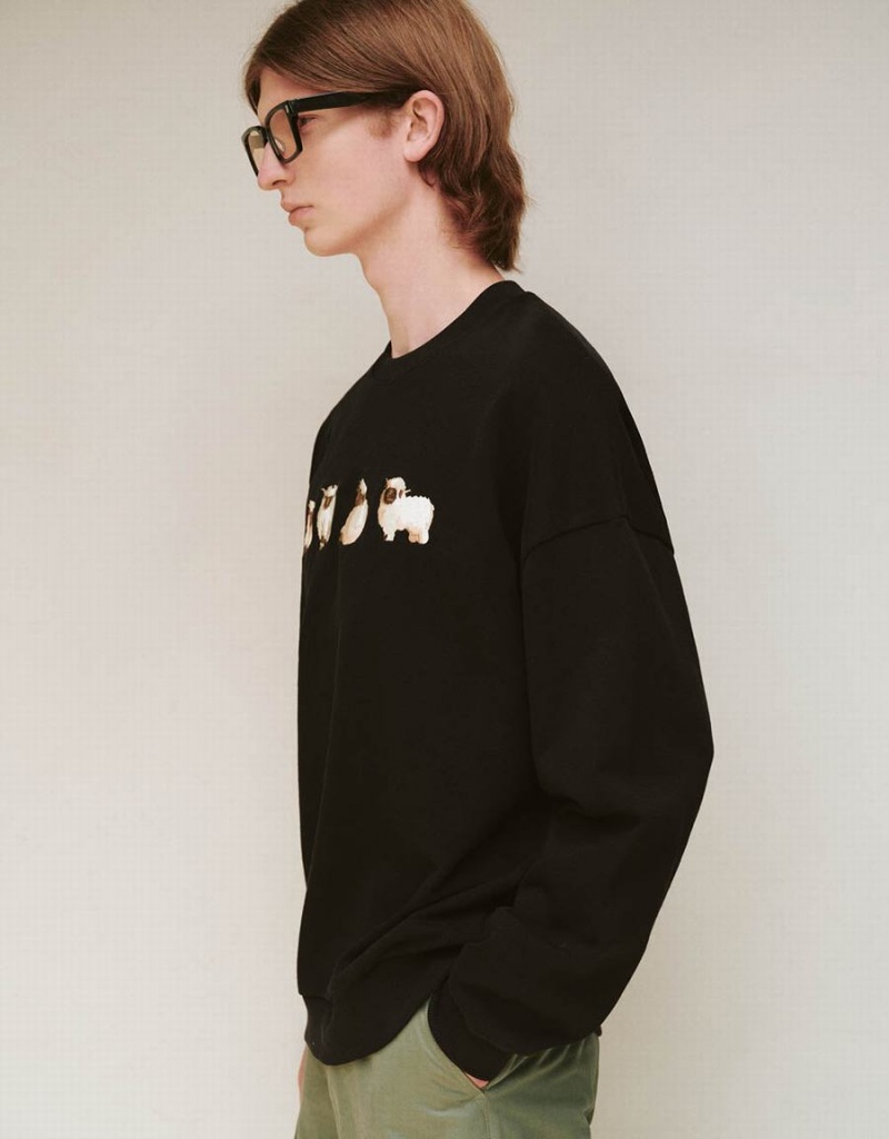 Sweats Urban Revivo Animals Printed Crew Neck Homme Noir | KLB3523FQ