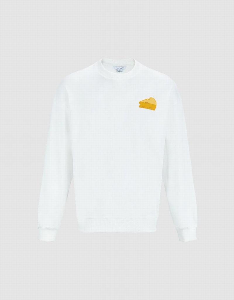 Sweats Urban Revivo Cheese Printed Homme Blanche | GTD7764YU