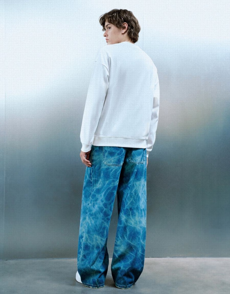 Sweats Urban Revivo Cheese Printed Homme Blanche | GTD7764YU