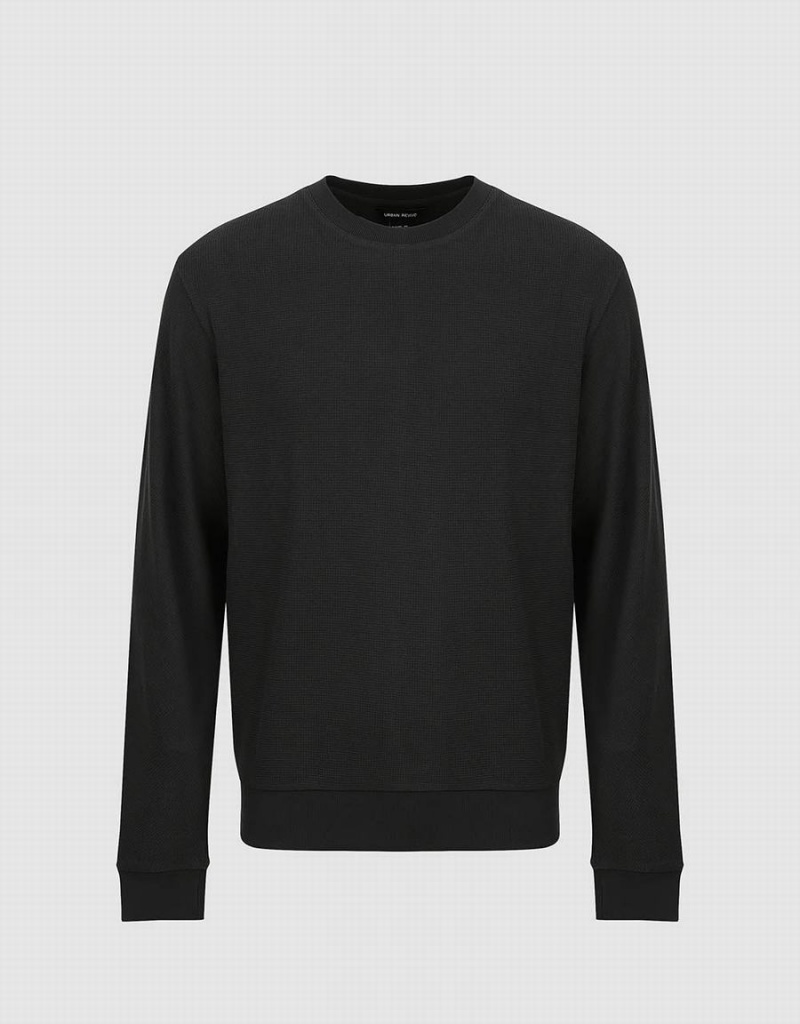 Sweats Urban Revivo Crew Neck Droit Homme Grise Foncé | FBP3599TT